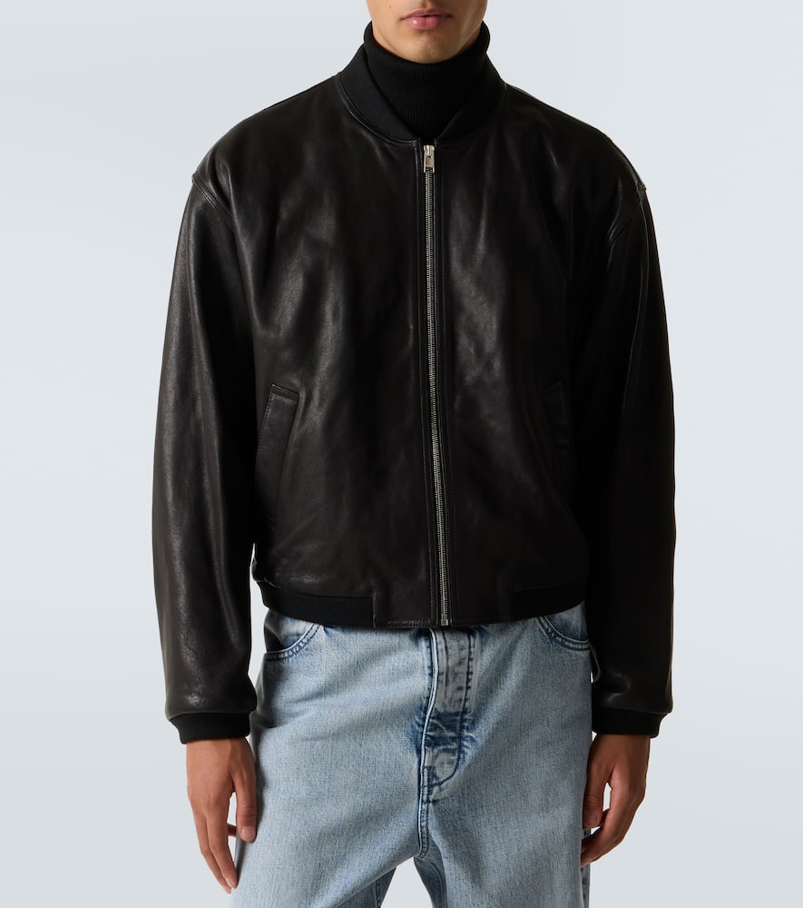 Leather bomber jacket