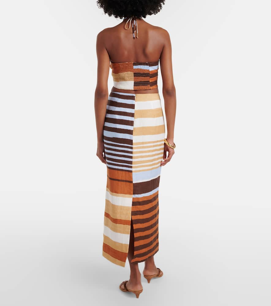 Bruna striped linen midi skirt