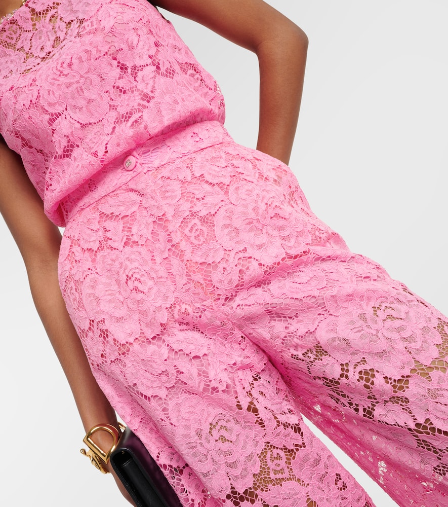 Mid-rise lace wide-leg pants