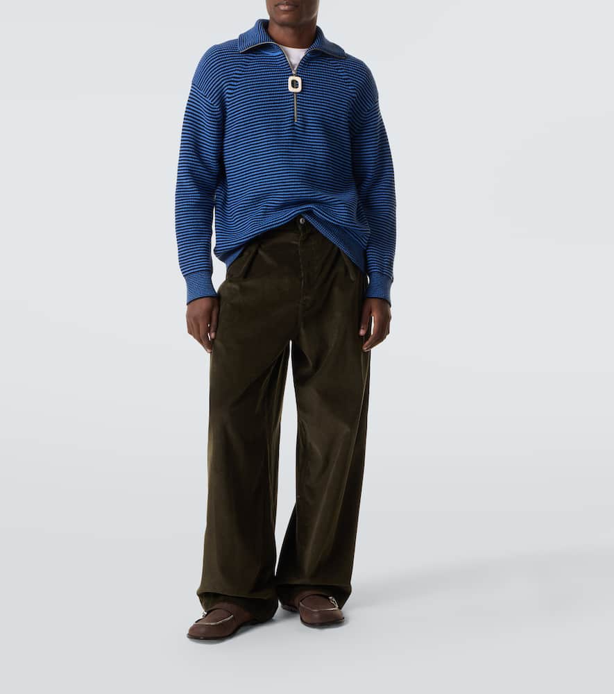Cotton corduroy wide-leg pants