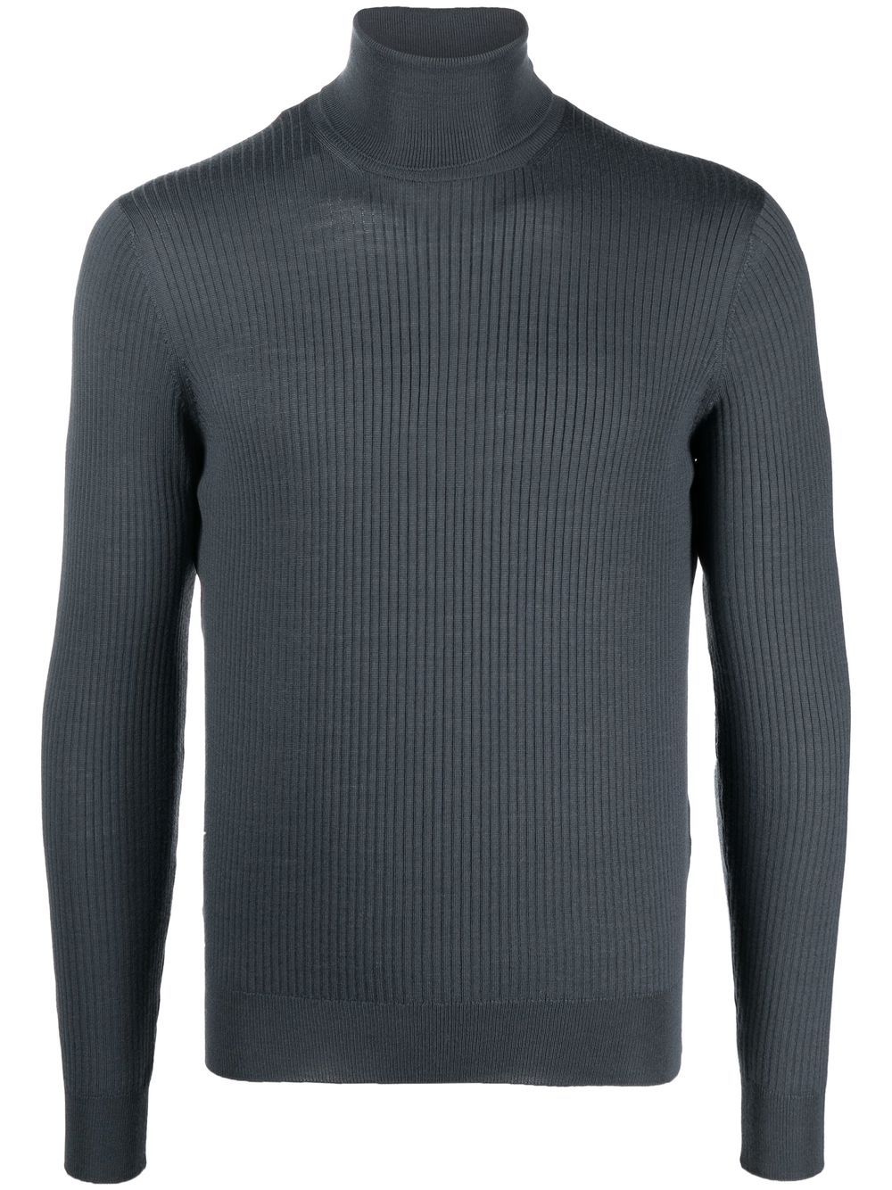 Ribbed-knit roll-neck jumper - Blue