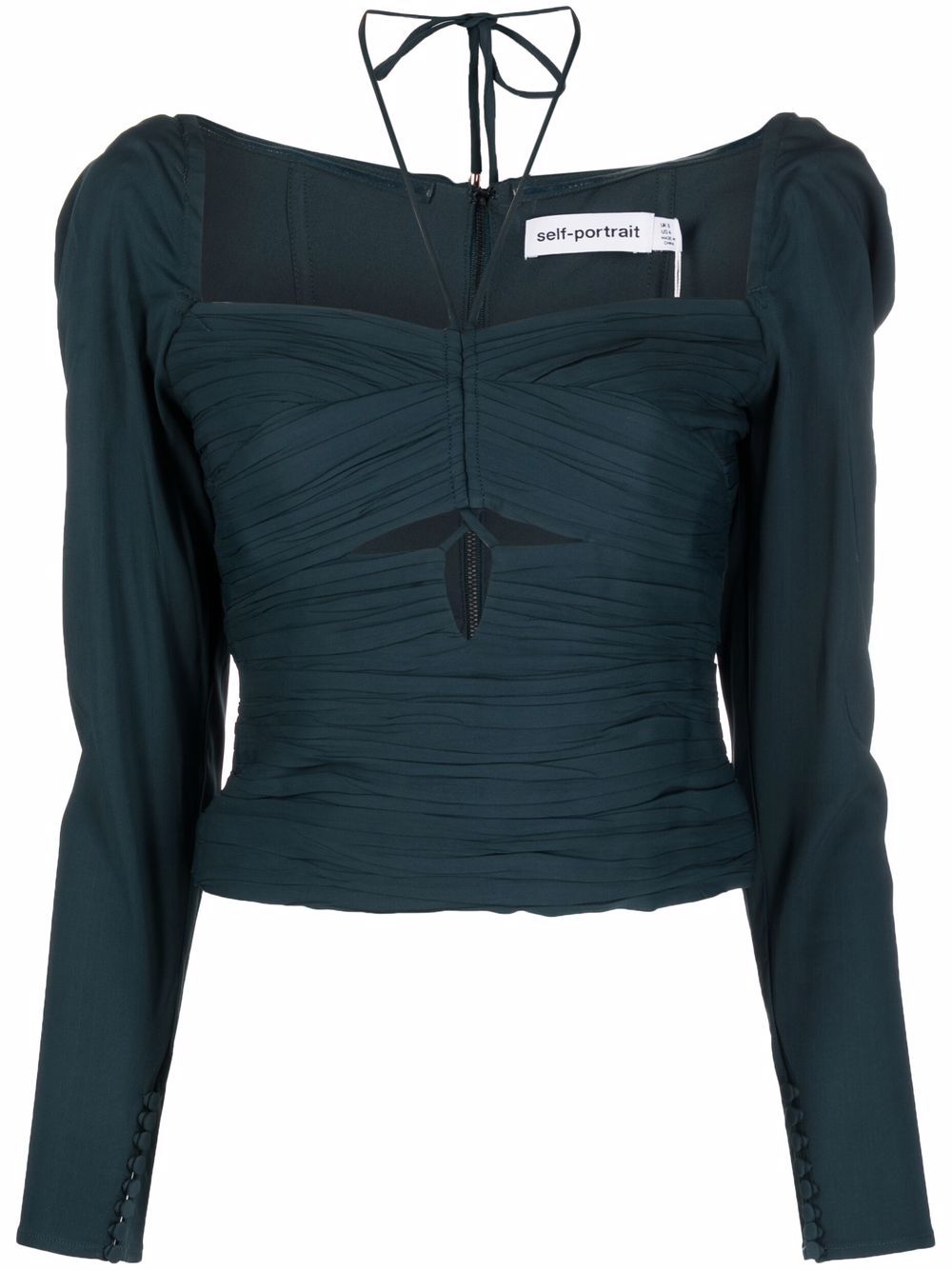 Crepe cut-out top - Blue