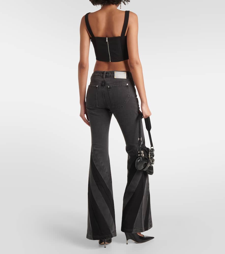 Darted mid-rise flared jeans
