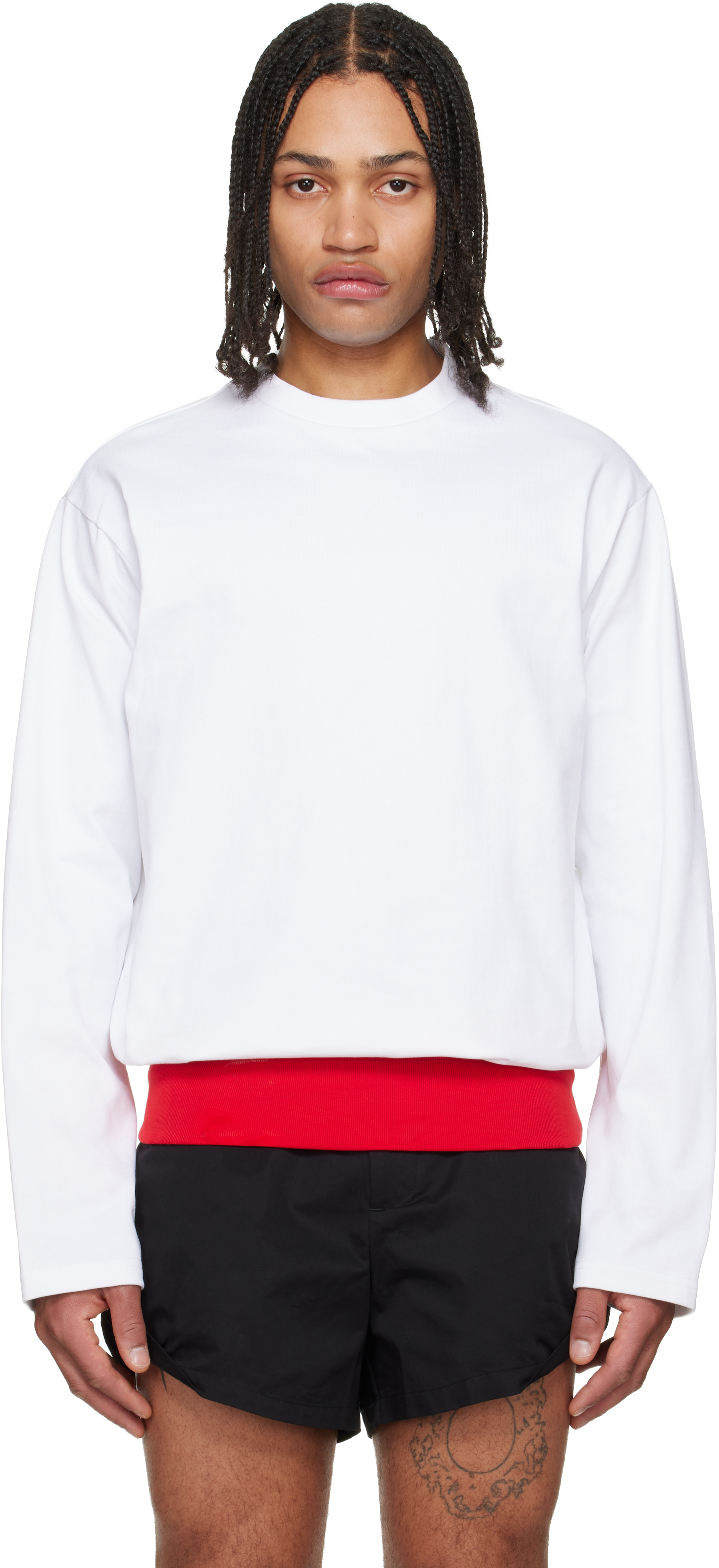 White Contrast Waistband T-shirt
