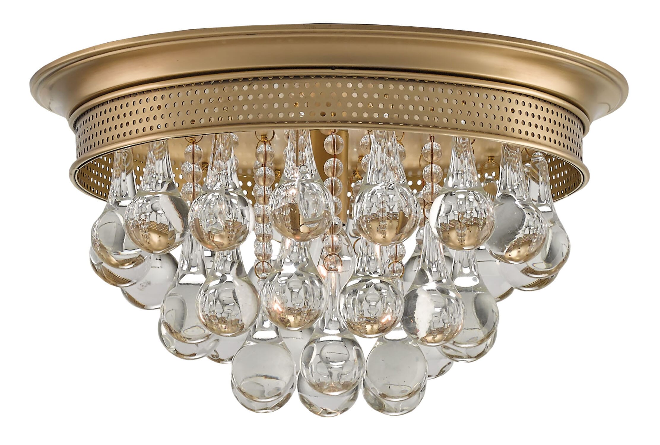 Antique Brass One Light Flush Mount from the Worthing Collection