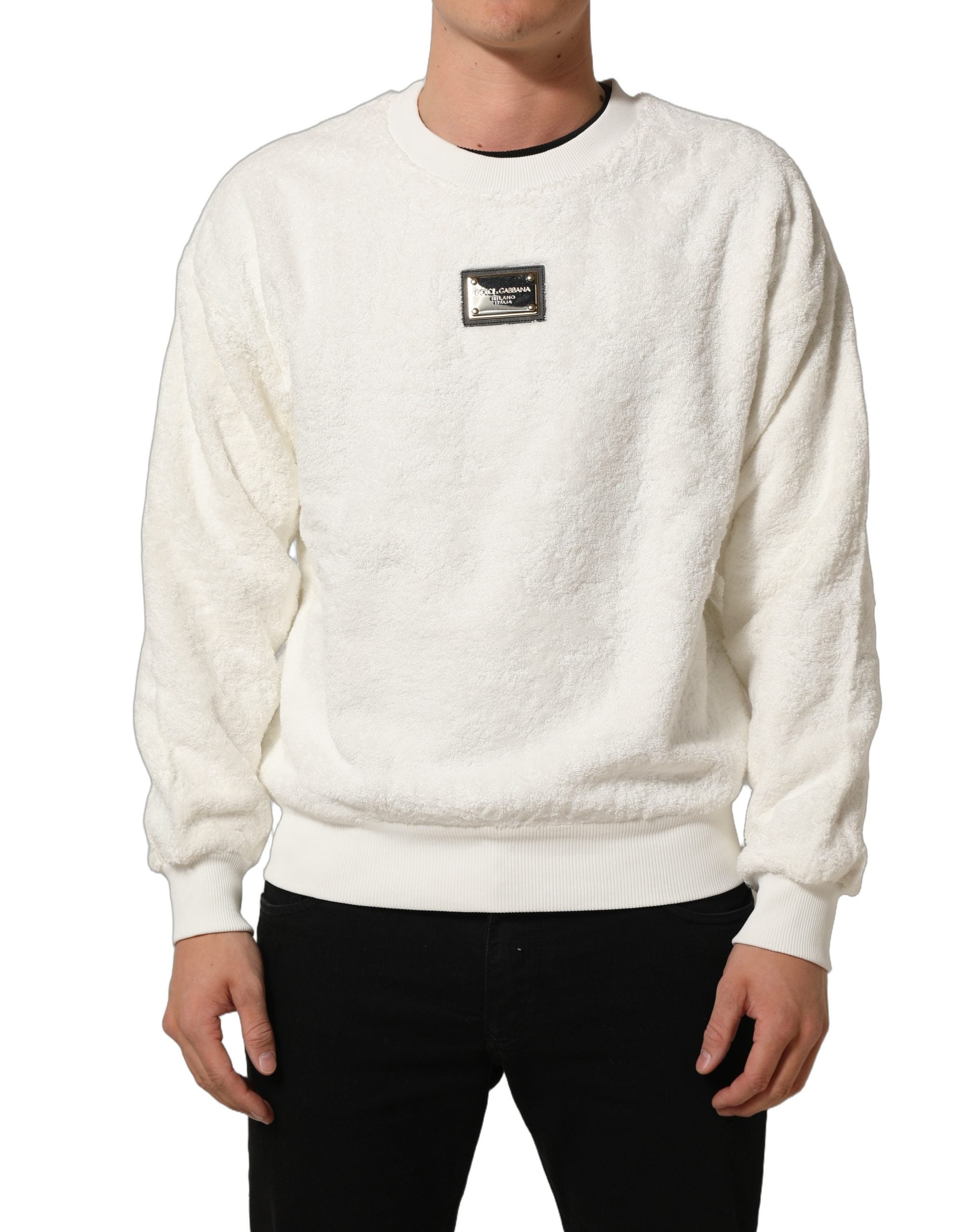 Logo-Plaque Crewneck Sweatshirt — White