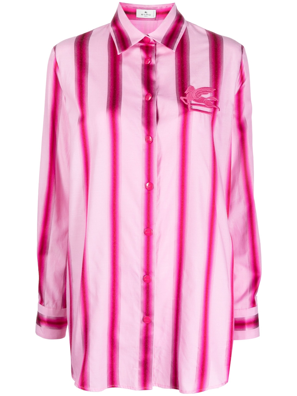 Logo-patch striped shirt - Pink