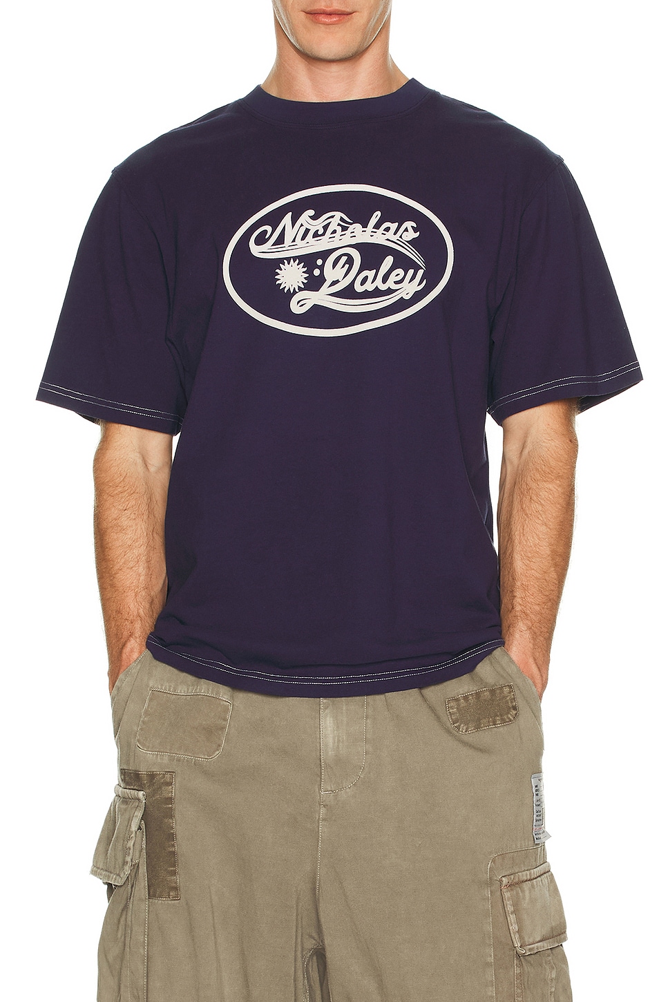 Nicholas Daley Records Tee in Midnight - Navy. L also in M, XL/1X