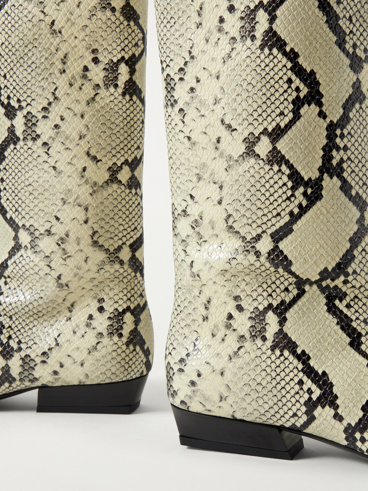 Wally Snake-effect Leather Knee Boots - Animal print