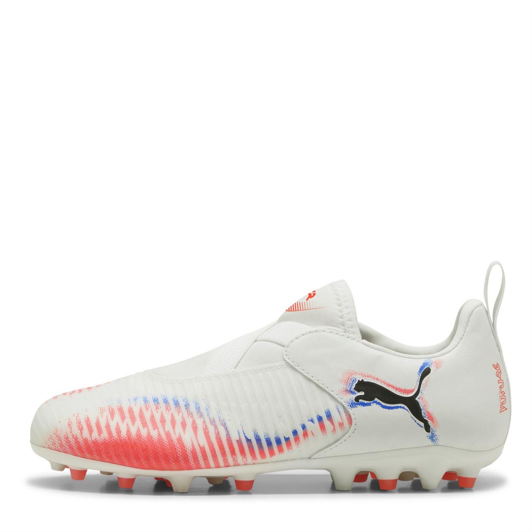 Puma Boys Kids Future 8 Match Firm Ground Football Boots in Wht-Blk-Glw Red - White
