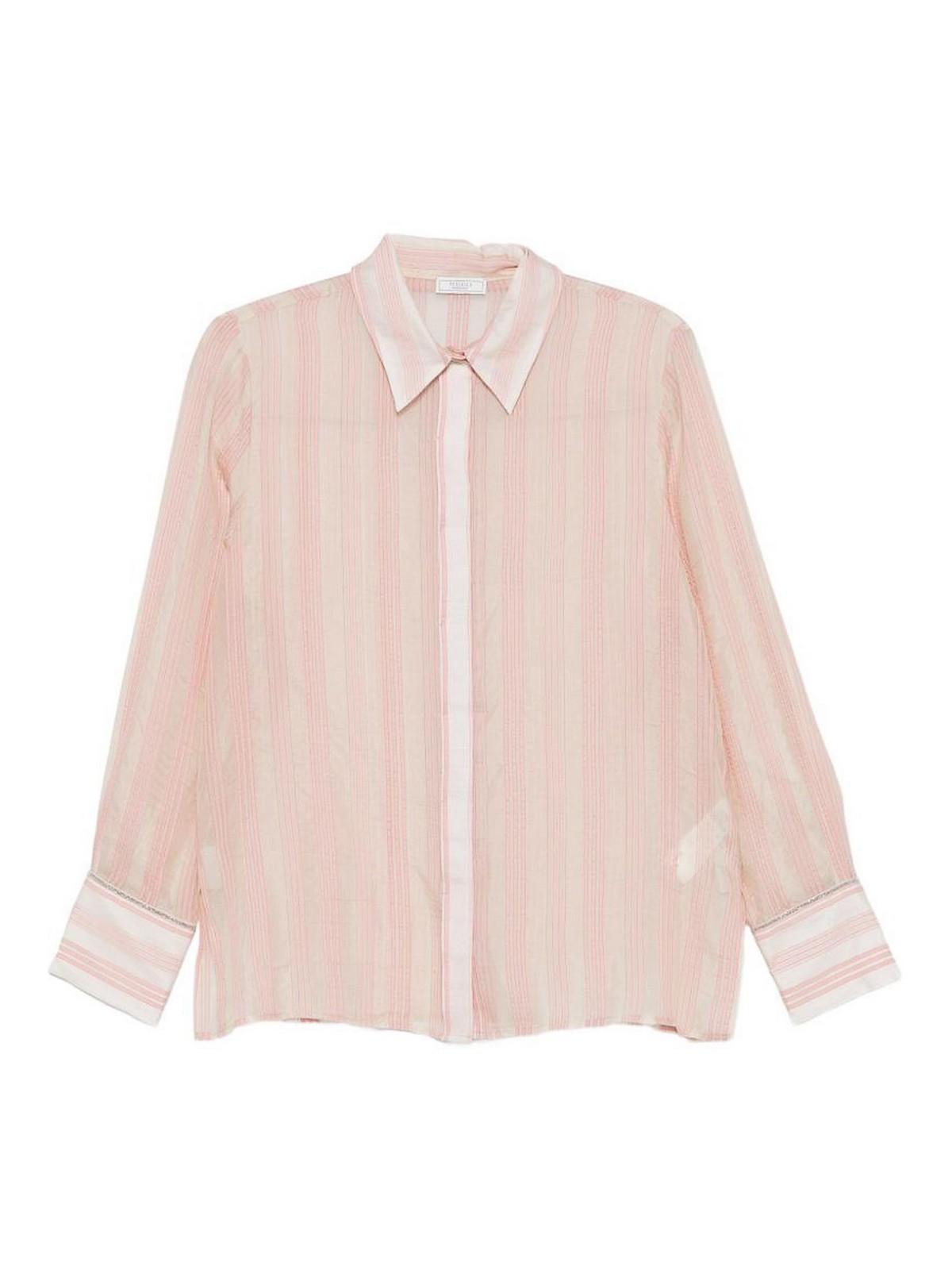 Light Pink Shirt Collar Stripes Shirt