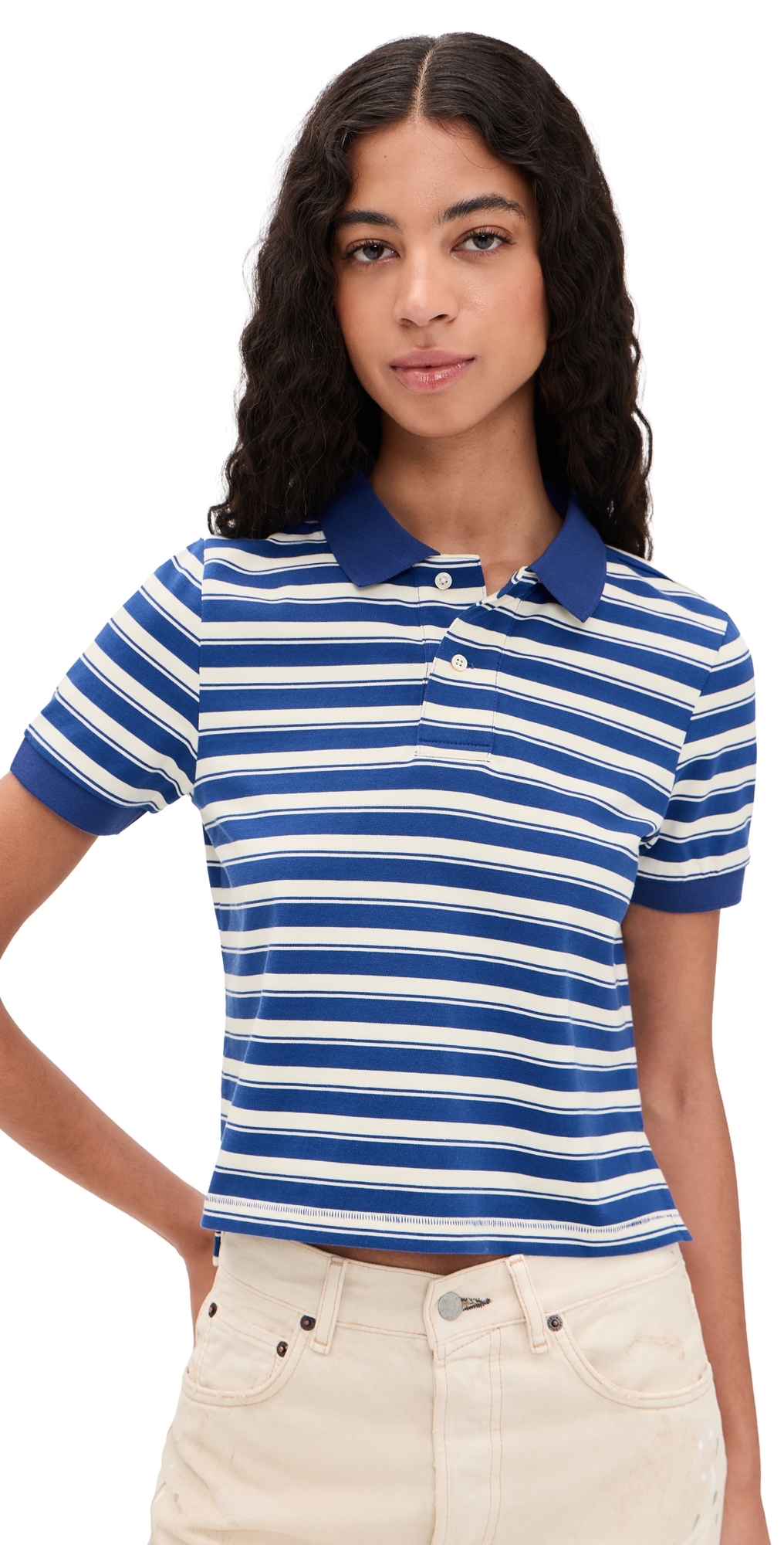 Shrunken Polo Blue Stripe Multi