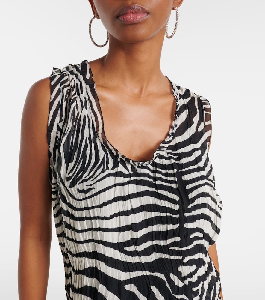 Zebra-print asymmetric chiffon minidress