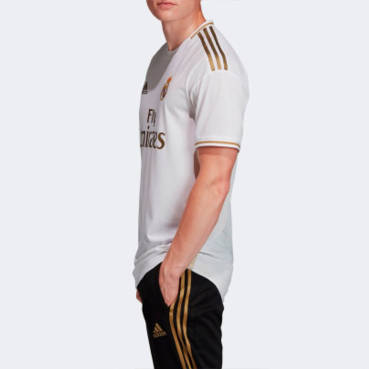 Real Madrid 19-20 Season Player Edition Home Alphabet Logo Stripe Sports Soccer/Football Short Sleeve Jersey White