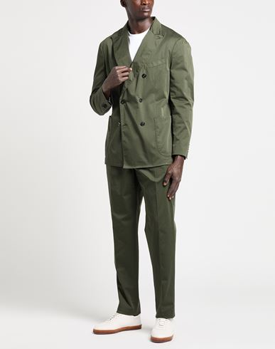 Man Suit Military green Size 44 Cotton, Elastane