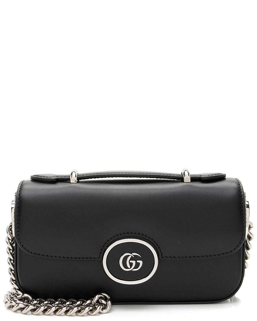 Black Calfskin Petite GG Mini Shoulder Bag (Authentic Pre-Loved)