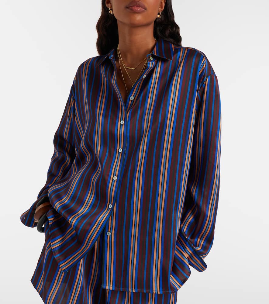 Maya striped silk charmeuse pajama shirt