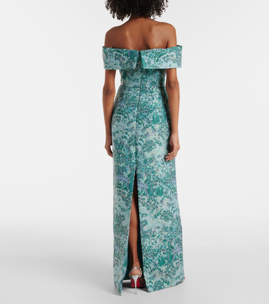 Markarian Clover floral off-shoulder brocade gown