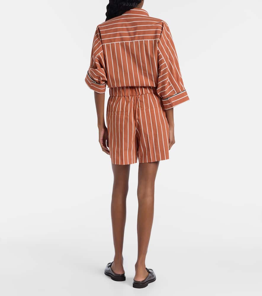 Striped cotton-blend Bermuda shorts