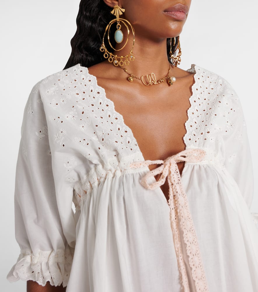 Chloé Broderie anglaise cotton-blend minidress