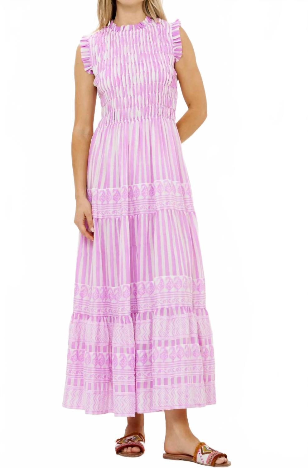 Sleeveless Smocked Maxi Dress In Santorini Lilac