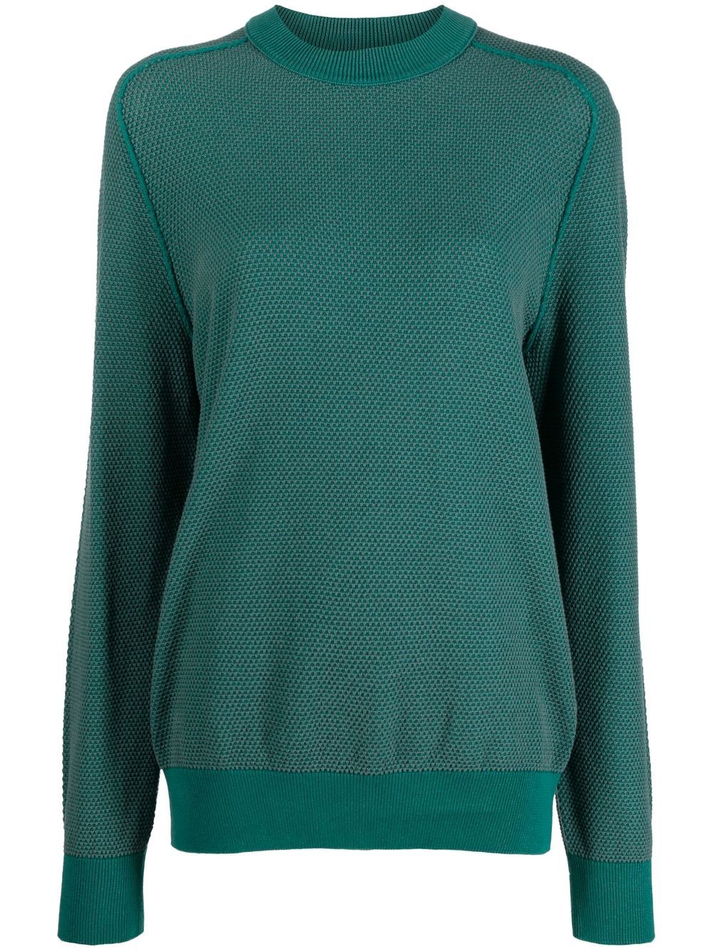 Textured round-neck jumper - Green