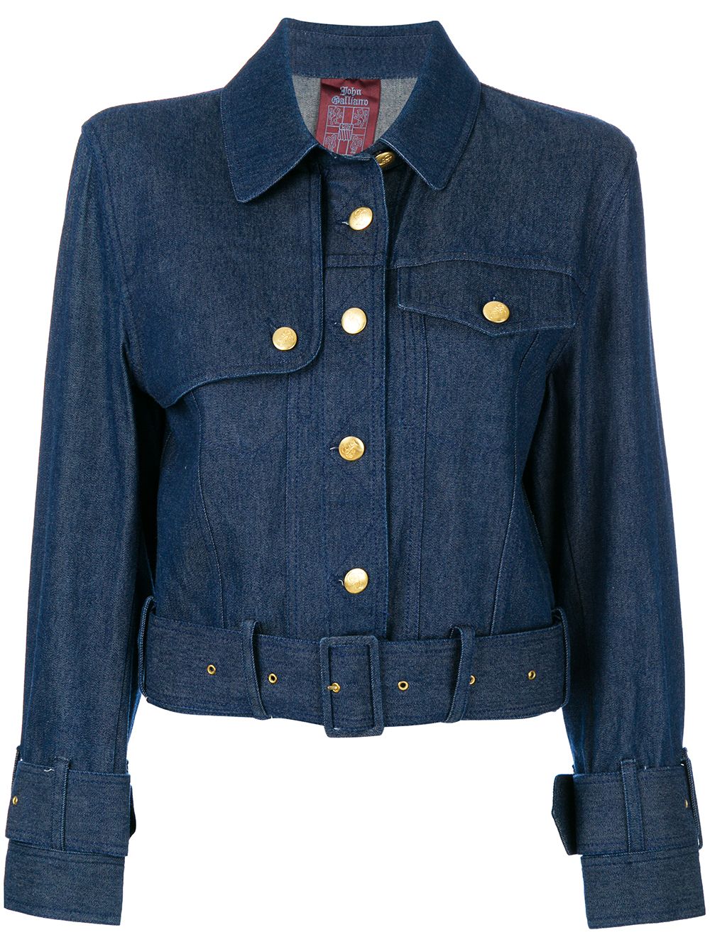 Belted denim jacket - Blue