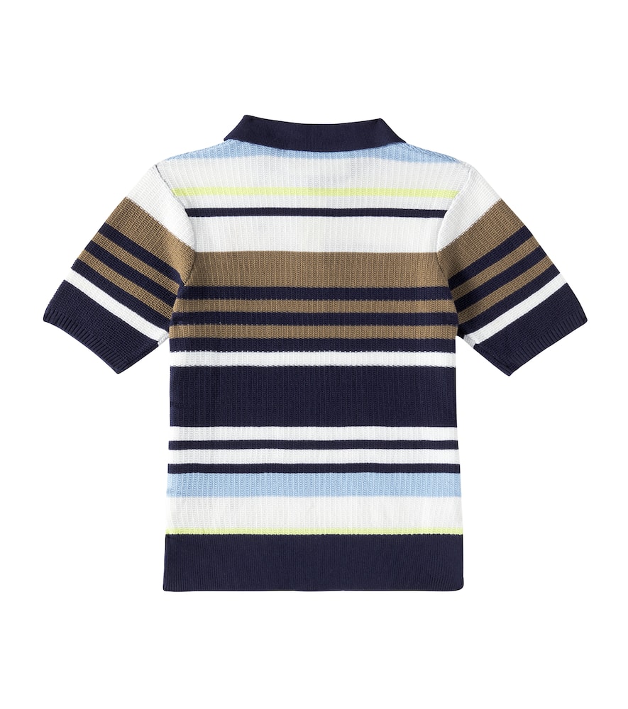 Scotch & Soda Kids Striped waffle-knit cotton polo shirt