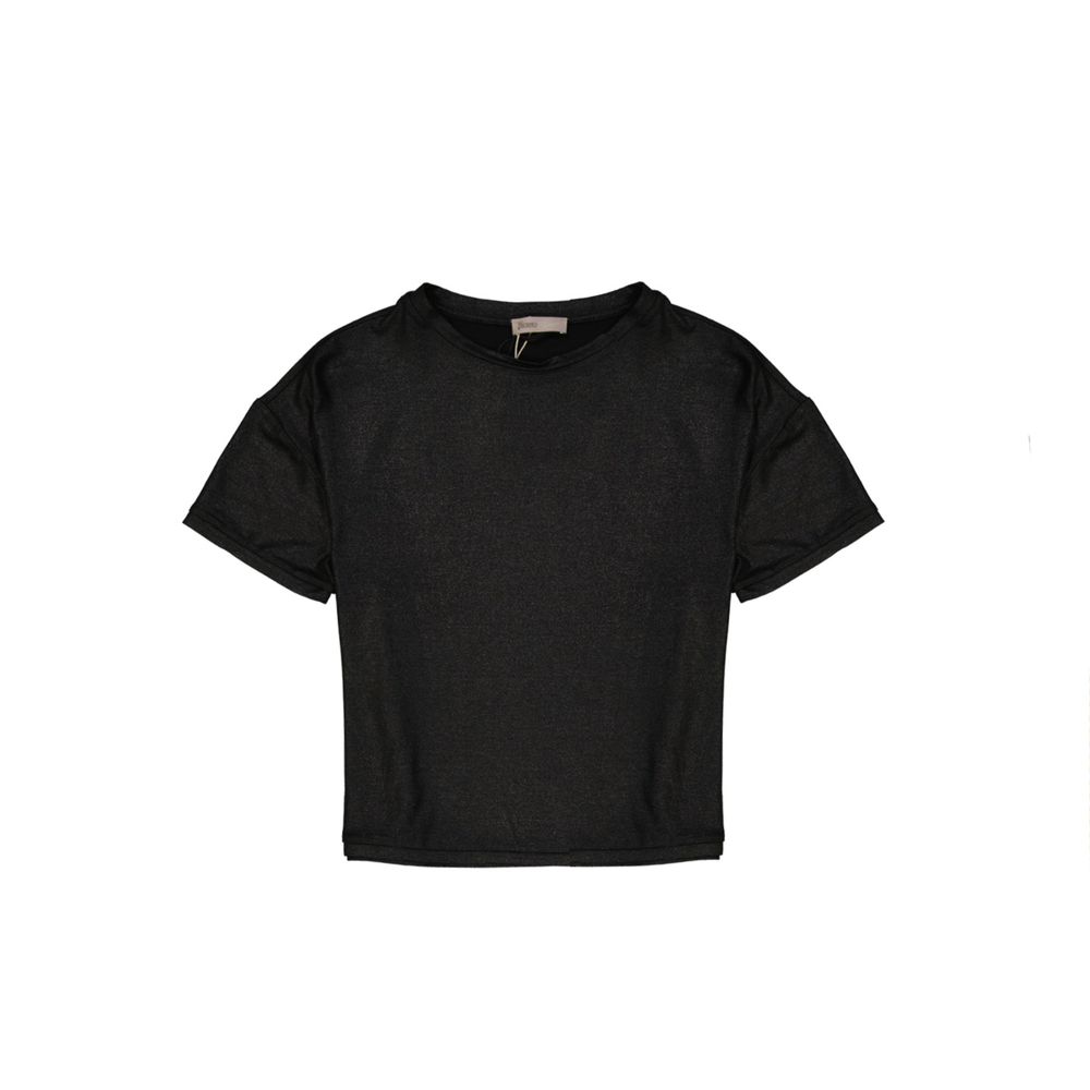 Metallised Viscose T-Shirt — Black