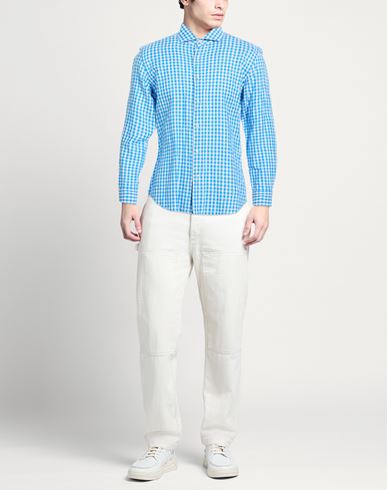 Man Shirt Azure Size 16 ½ Cotton, Linen