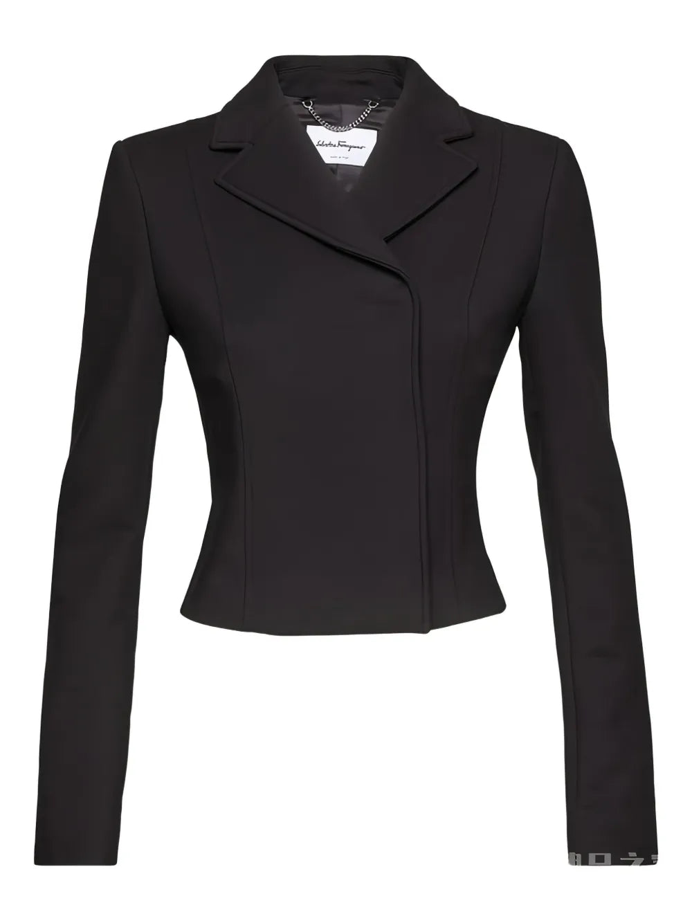 Cropped Notch-Lapel Blazer — Black