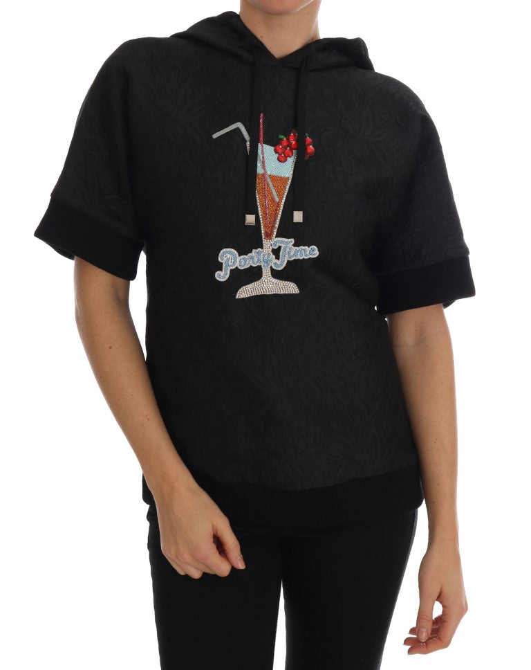 Crystal-Embroidered Sweatshirt — Black