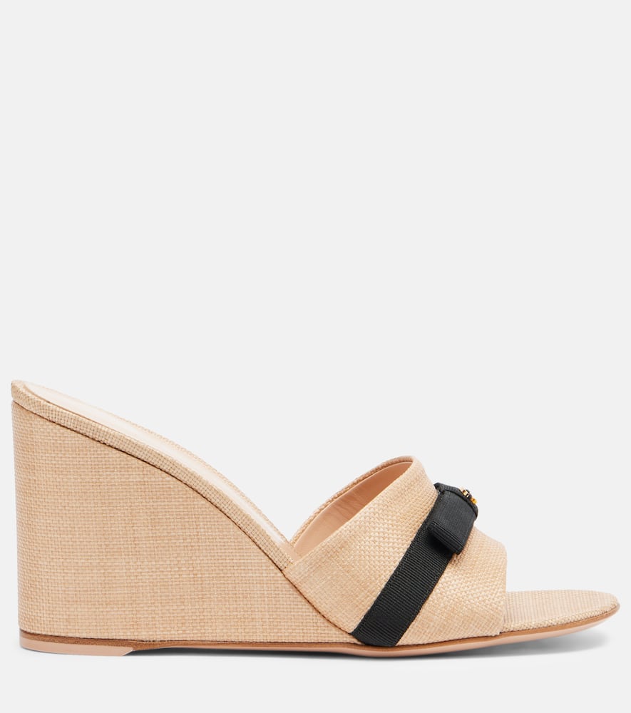 Haiti raffia wedge mules