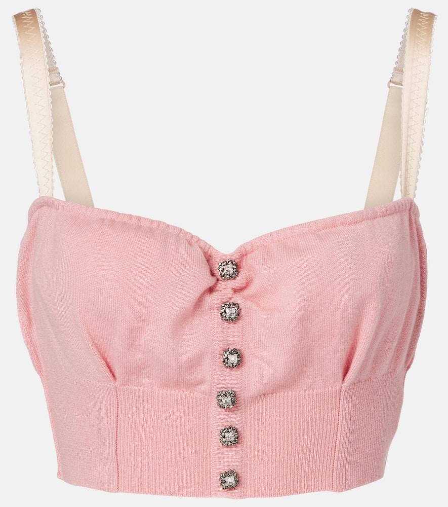 Embellished cropped silk-blend vest