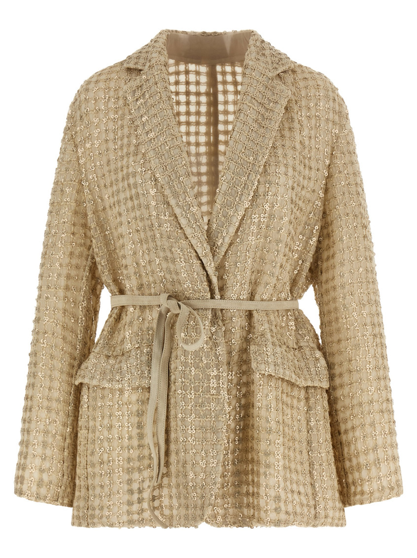 Dazzling Net-embroidery Silk Blazer