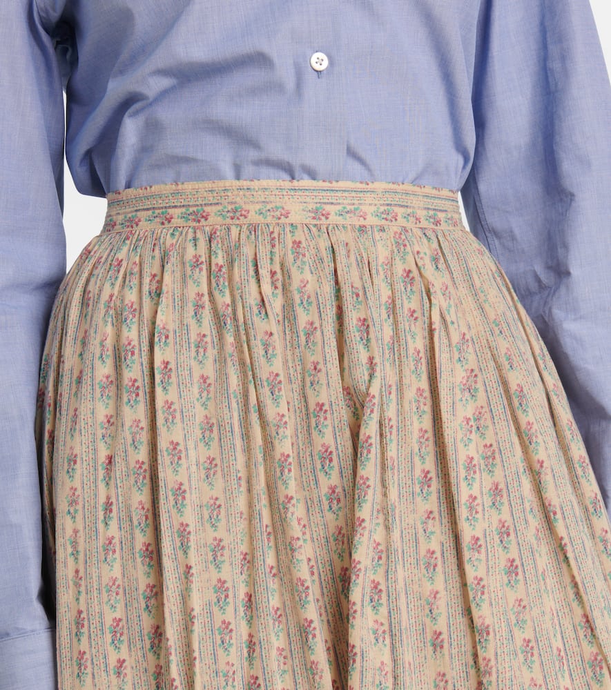 Floral cotton midi skirt