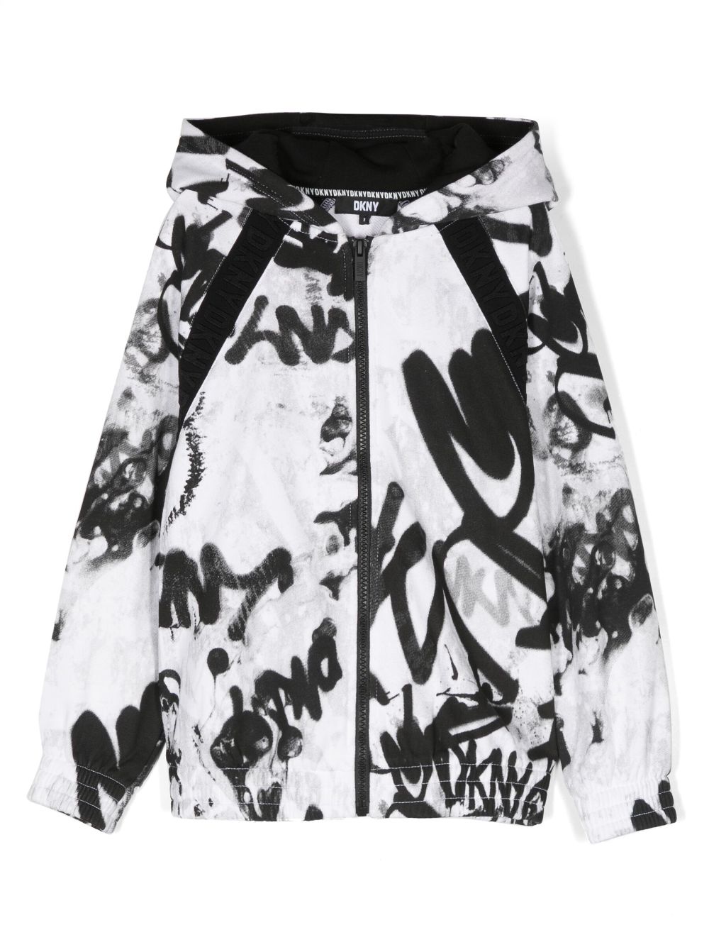 Graphic-print zip-up hoodie - White