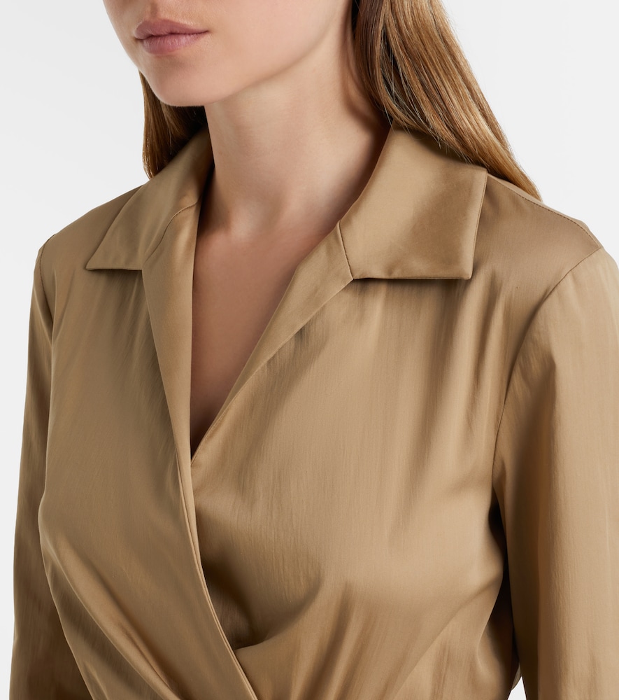Beta cotton-blend satin wrap dress