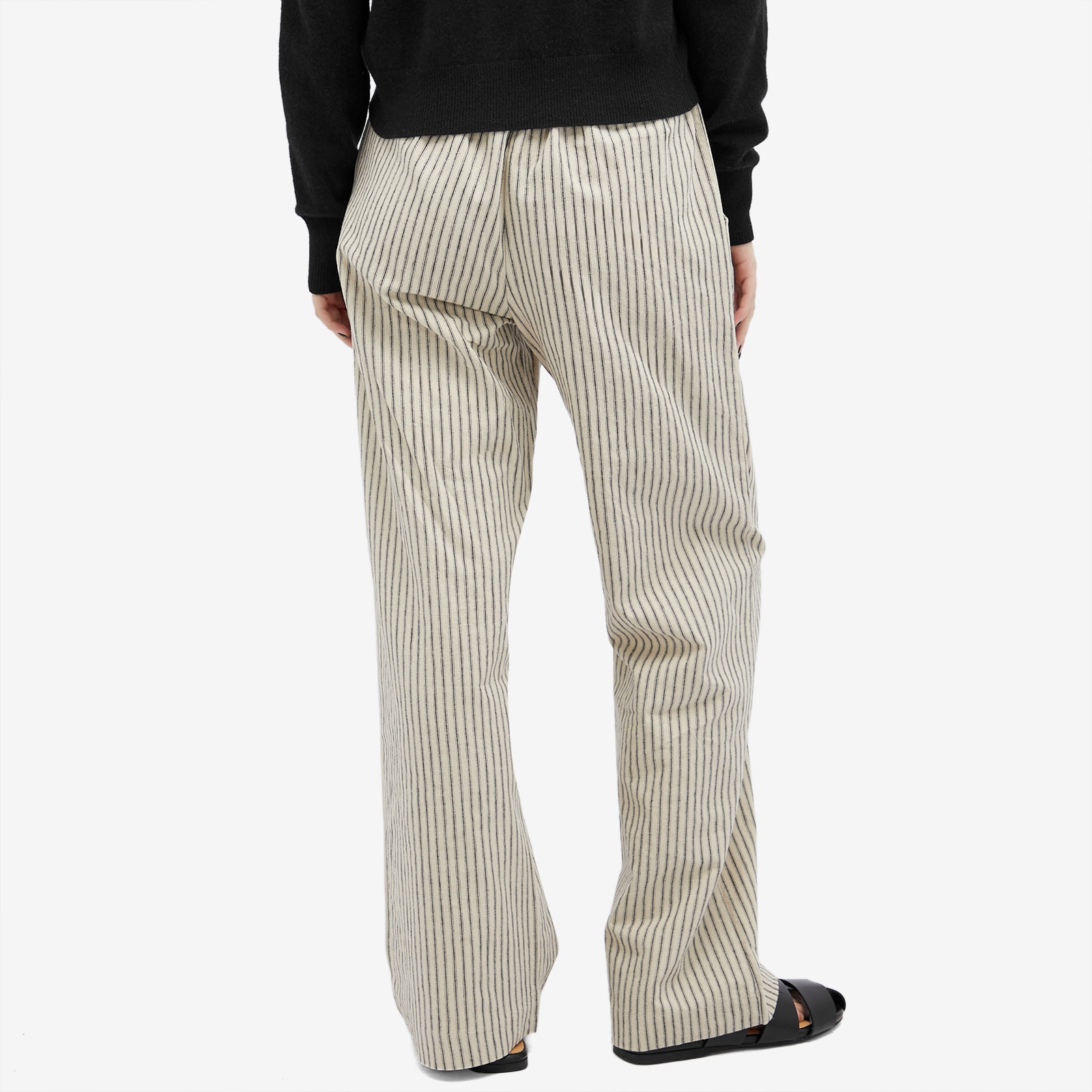 Women's Linen Stripe Drawstring Pant in Stone Stripe