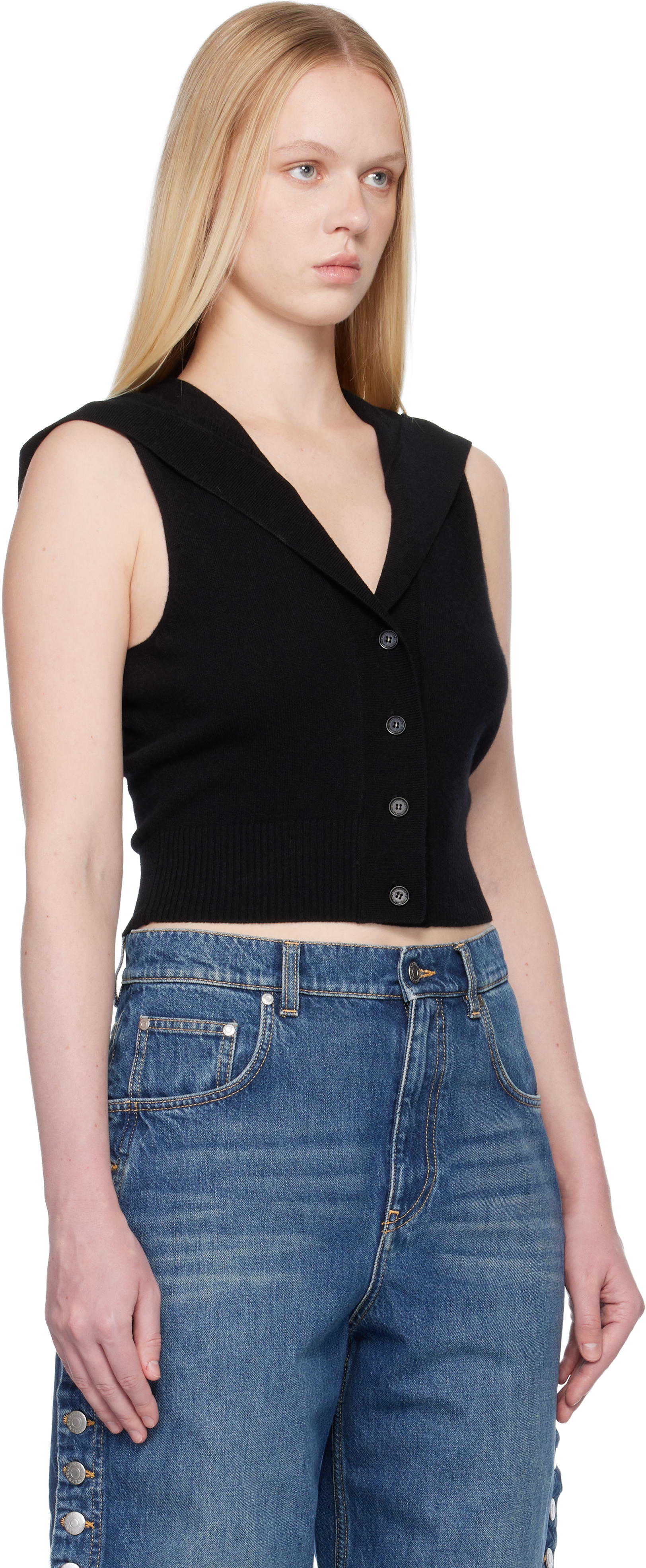 Black Hooded Sweater Vest