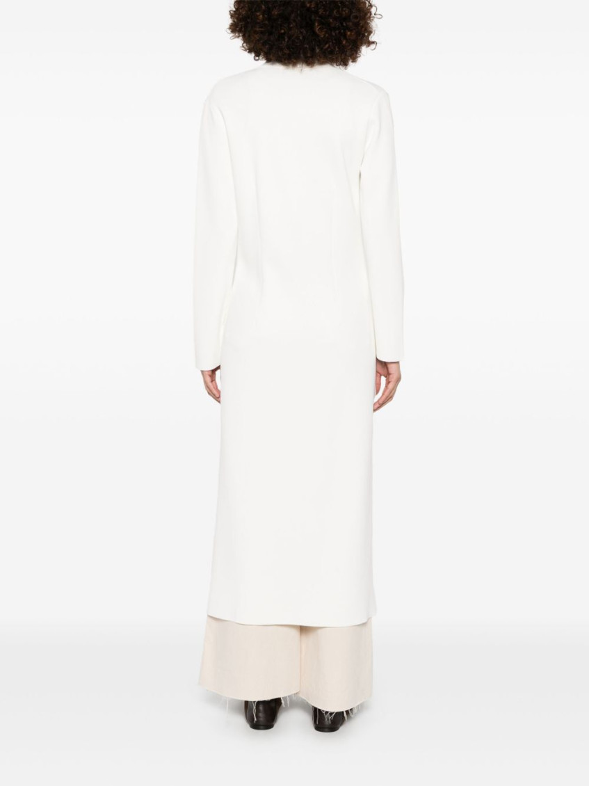 White Long Jacket With Classic Lapels In Viscose Blend Woman