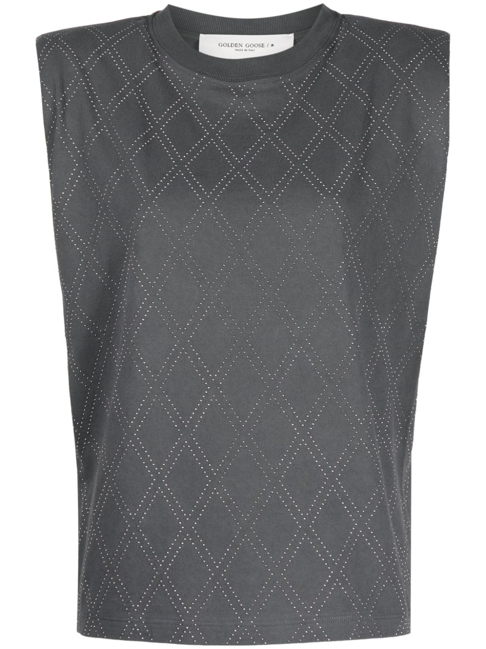 Studded cotton T-shirt - Grey