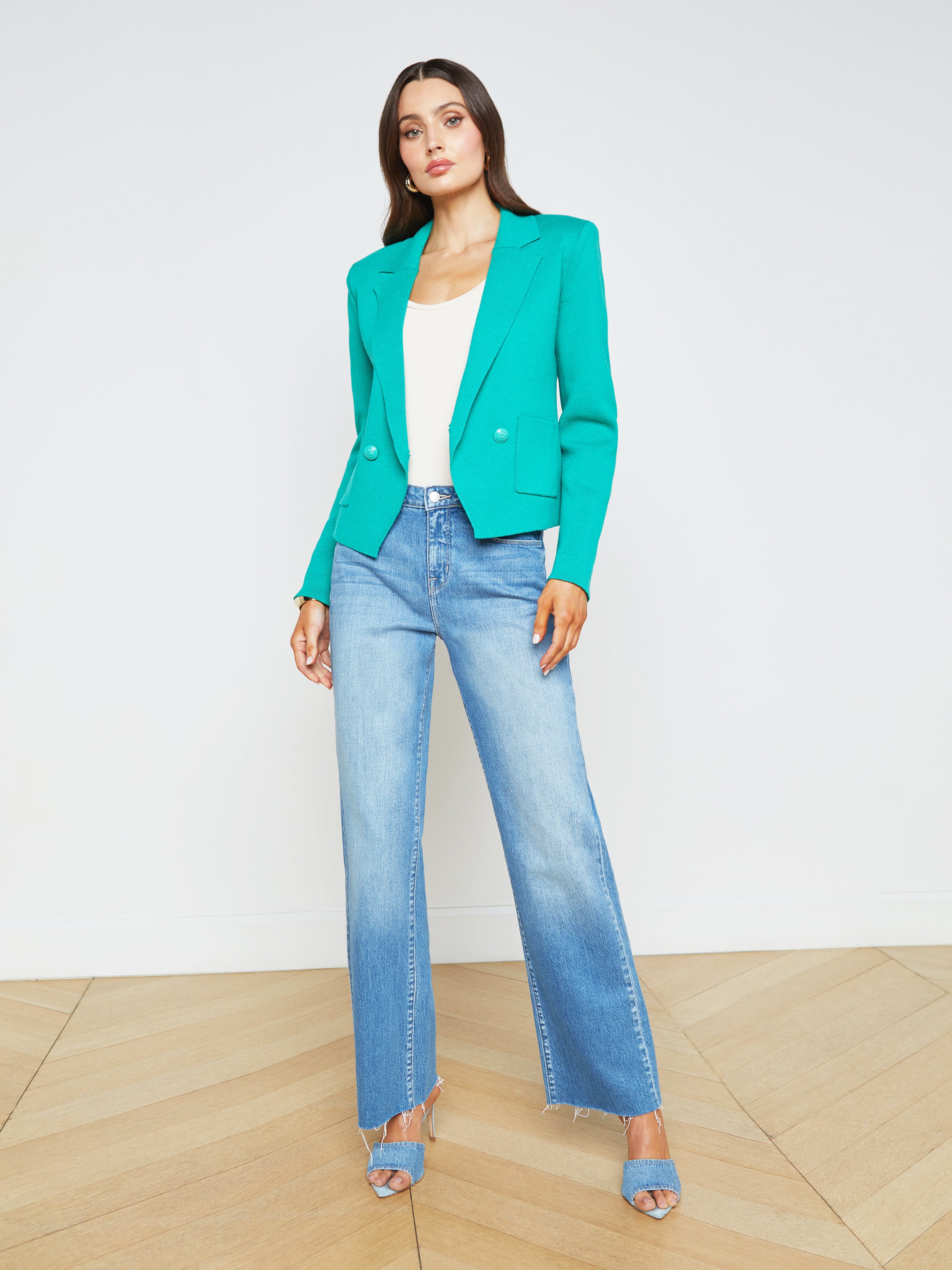 Sofia Knit Blazer In Bright Seafoam