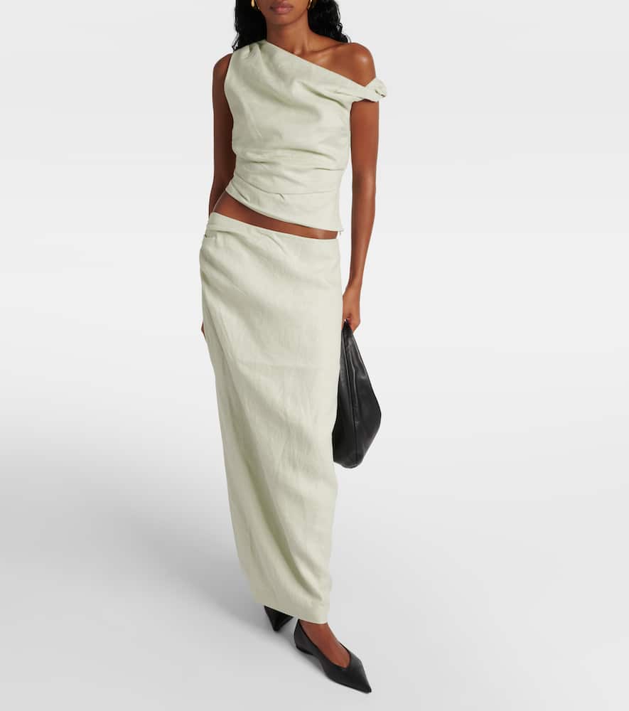 Iris asymmetric linen midi skirt
