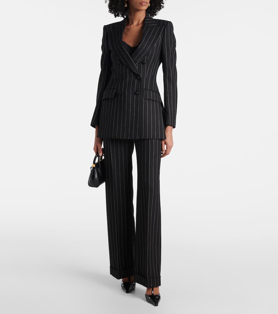Striped wool straight pants