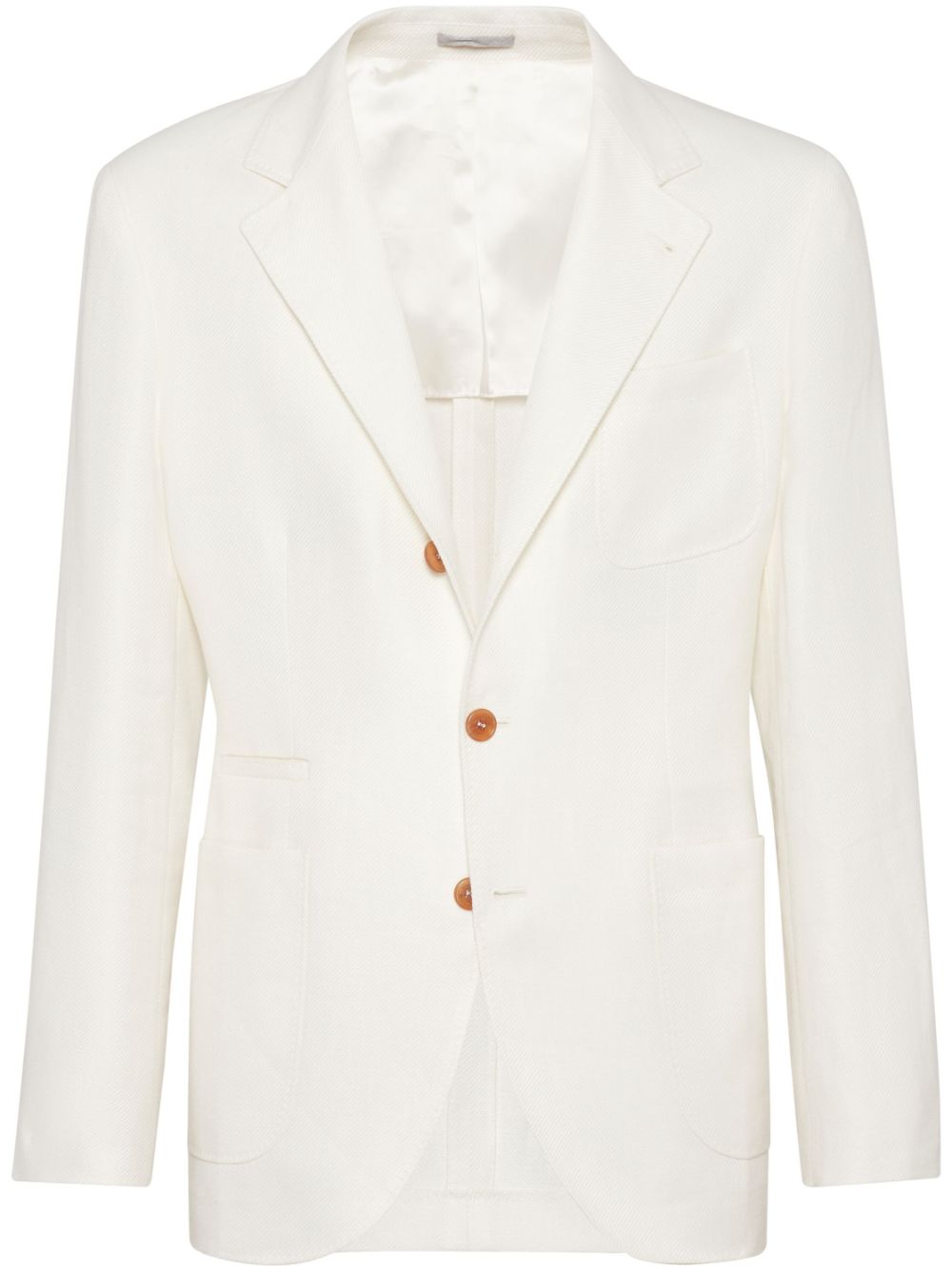 Single-breasted linen blazer - White