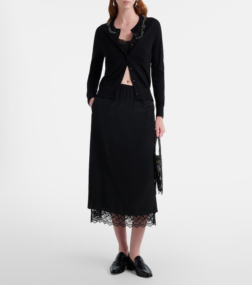 Embellished wool and silk cardigan