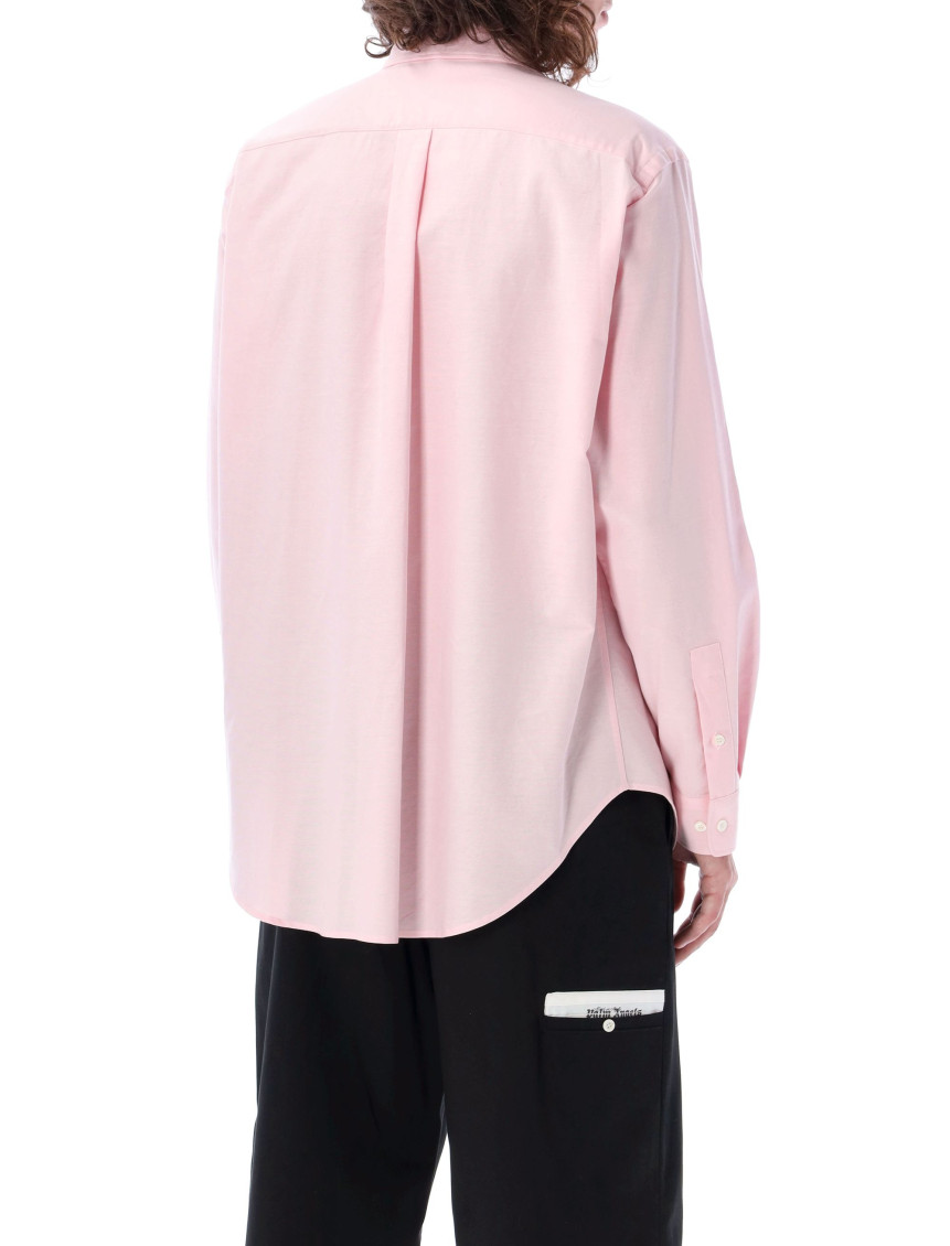 Logo-patch cotton shirt - Pink
