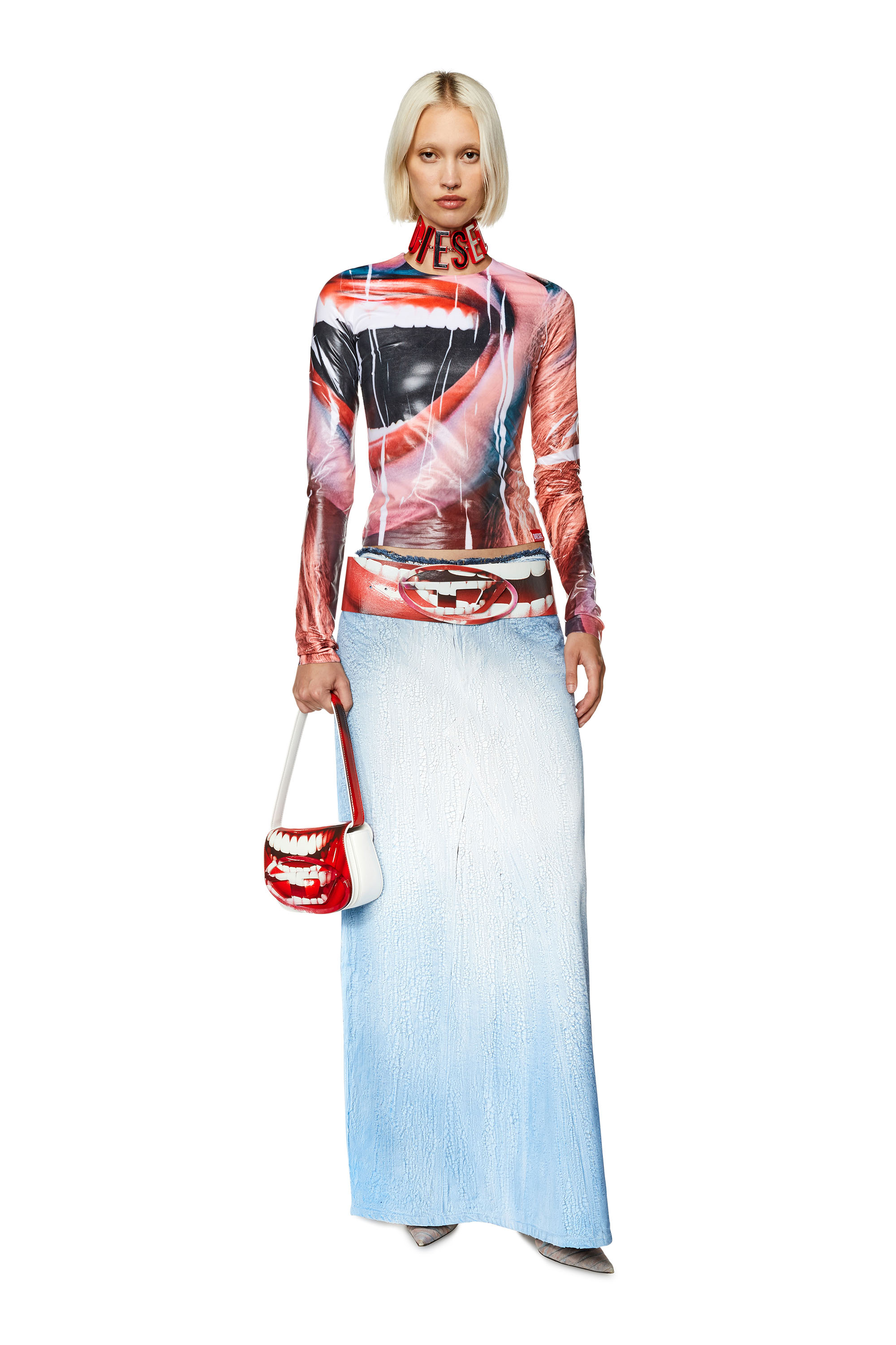 Graphic-print stretch T-shirt - Red
