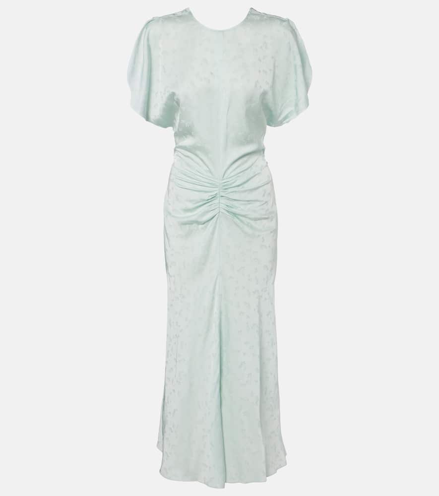 Gathered jacquard midi dress